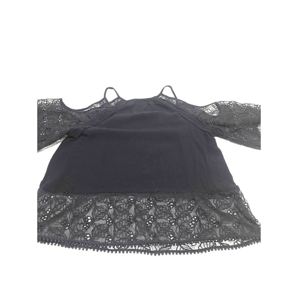 Heartloom black lace cold shoulder blouse women's medium - Picture 5 of 6